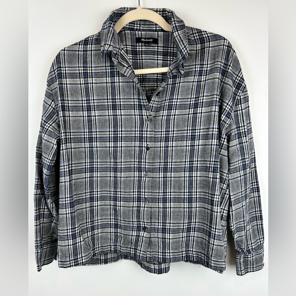 Madewell 100% Cotton Navy White Flannel Women’s Size S